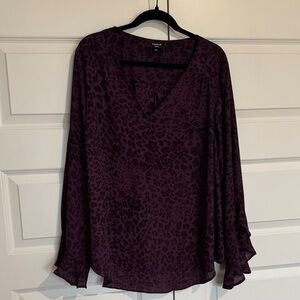 Torrid Harper Blouse Dark Purple Animal Print
